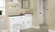Naples back to wall suite with concealed cistern & semi recessed basin.